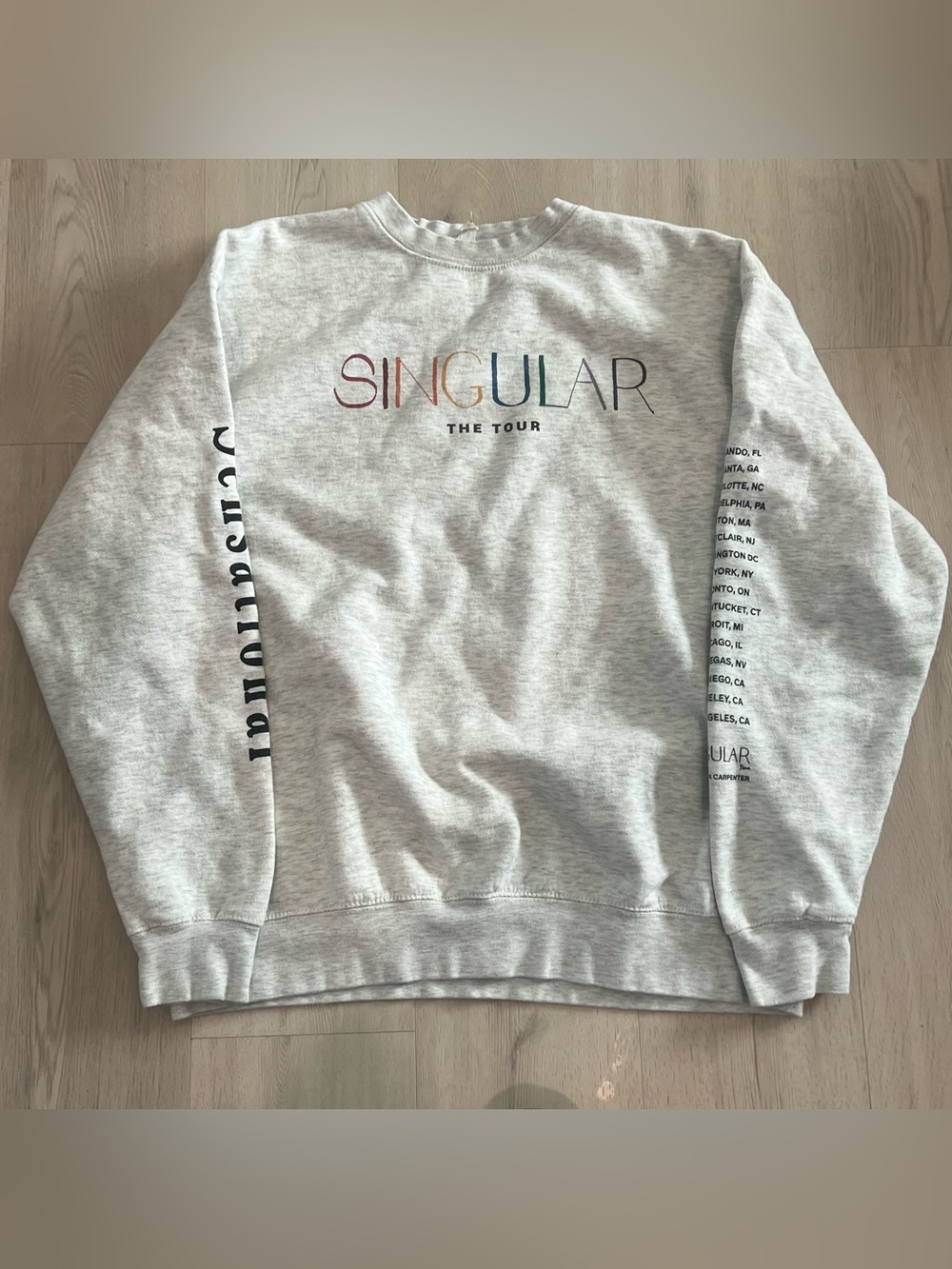 Sabrina Carpenter Singular The Tour Gray Crewneck Sweatshirt merch size XL